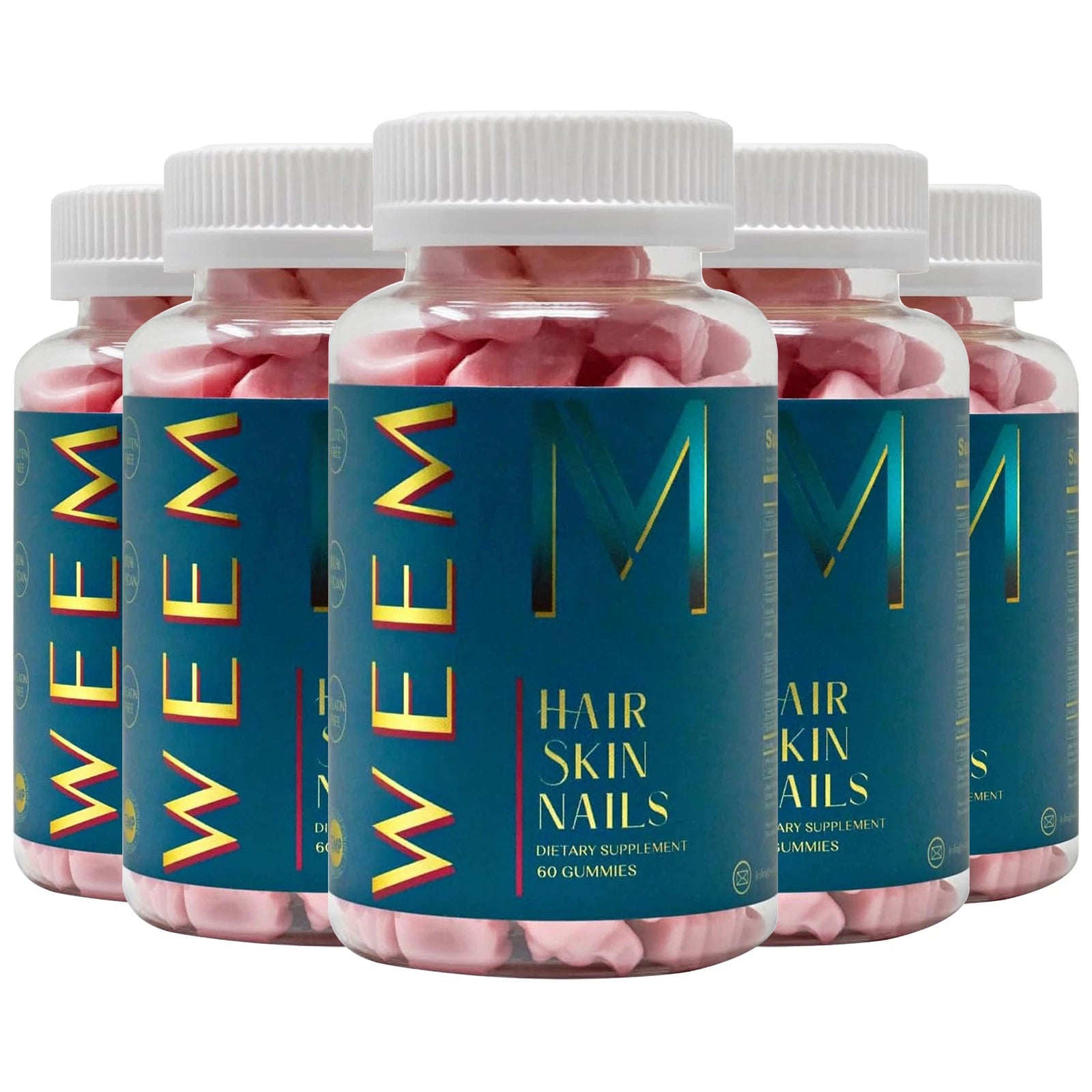 WEEM Hair Skin & Nails Gummies - Support Healthy Thick Full - Biotin Vitamins - 60 Gummies