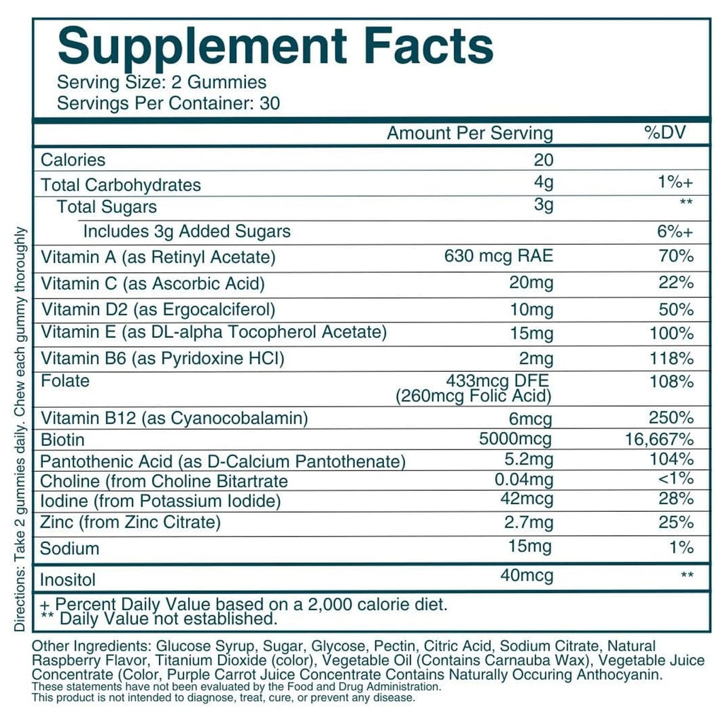 WEEM Hair Skin & Nails Gummies - Support Healthy Thick Full - Biotin Vitamins - 60 Gummies